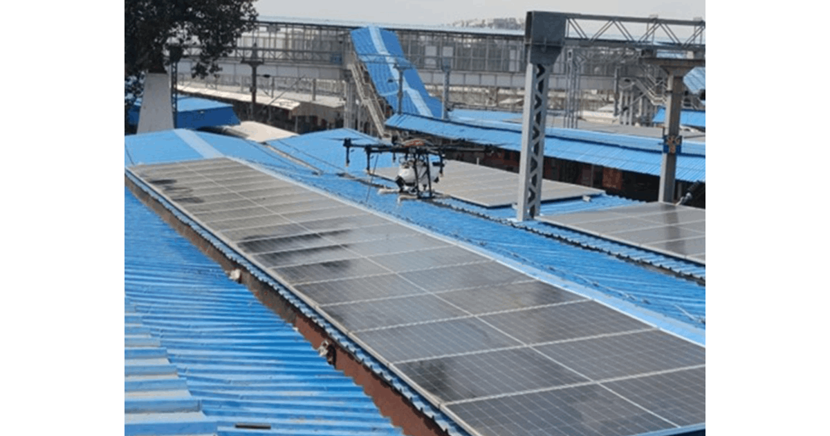 Drone cleaning solar panels